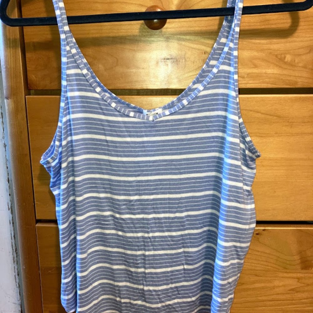 Light Blue Striped Swing Tank Top